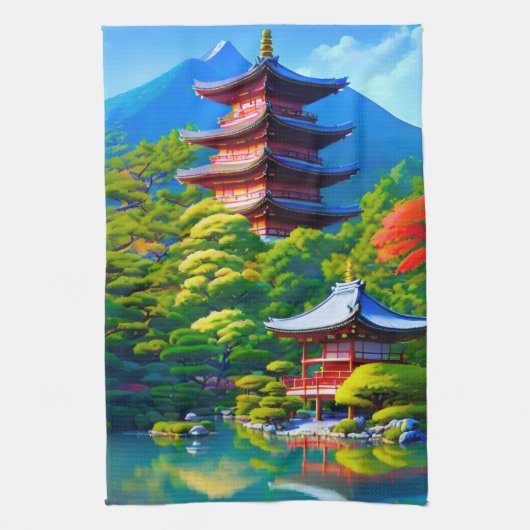 Shinto-Ruhe: Die Seele des Gartens Geschirrtuch (Vertikal)