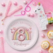 Shiny 3D Rainbow 8th Birthday Party for Girl Pink Pappteller (Party)