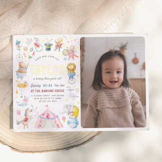 Shiny Animal Circus Karneval Foto Geburtstagsparty Folieneinladung