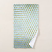 Shiny Aquamarin Gold Glitzer Mermaid Scales Badhandtuch Set (Handtuch)