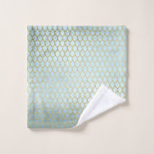 Shiny Aquamarin Gold Glitzer Mermaid Scales Badhandtuch Set (Waschlappen)