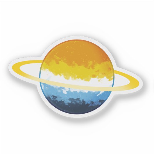 Shiny Aromantic Asexual Planet mit Rings Aufkleber (Vorderseite)