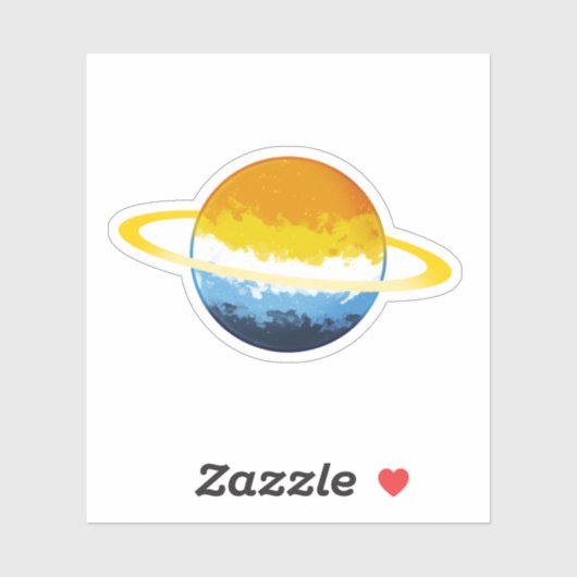Shiny Aromantic Asexual Planet mit Rings Aufkleber (Blatt)