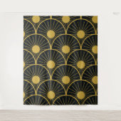 Shiny Art Deco Gold Das Design des Goldenen Golfs Wandteppich (Vorderseite)