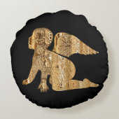 Shiny Baby Angel Wings Black Gold Angelic Rundes Kissen (Rückseite)