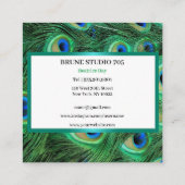 Shiny Big Peacock Feathers Quadratische Visitenkarte (Rückseite)