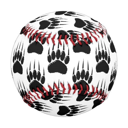 Shiny Black Bar Paw Print Baseball (Rückseite)