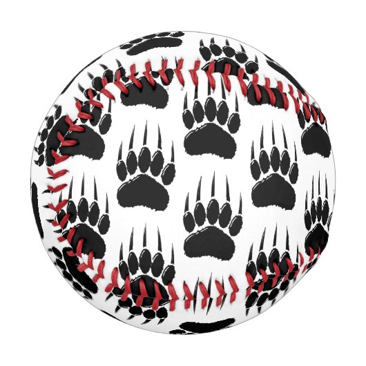 Shiny Black Bar Paw Print Baseball (Vorderseite Links)