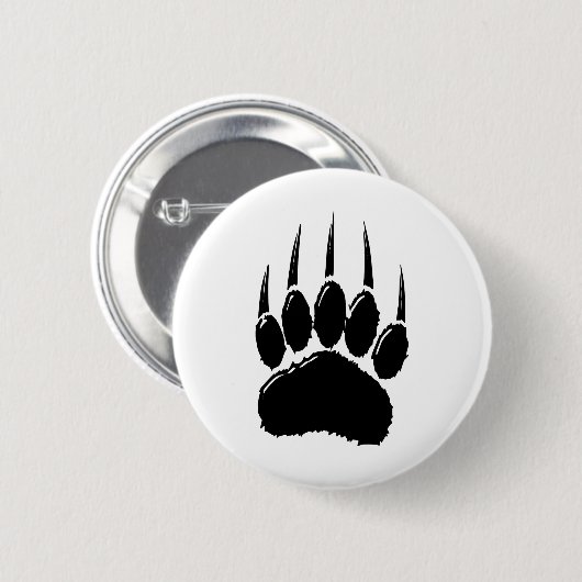 Shiny Black Bar Paw Print Button (Vorne & Hinten)
