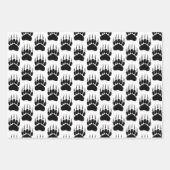 Shiny Black Bar Paw Print Geschenkpapier Set (Vorderseite 3)