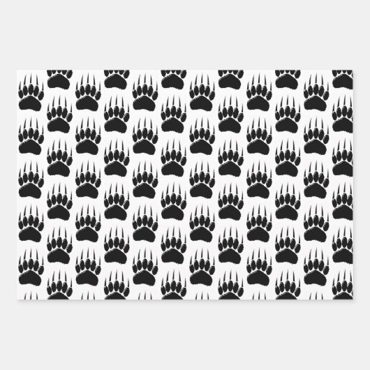 Shiny Black Bar Paw Print Geschenkpapier Set (Vorderseite 3)