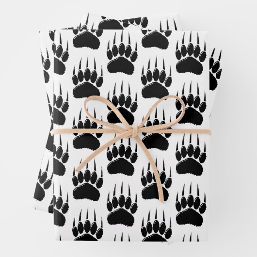 Shiny Black Bar Paw Print Geschenkpapier Set (Beispiel)