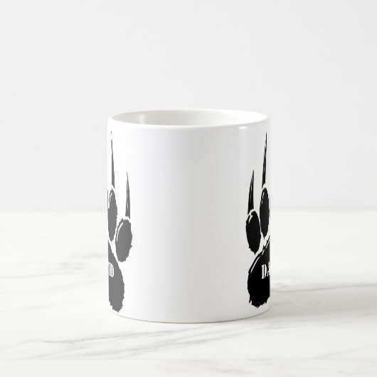 Shiny Black Bar Paw Print Individuelle Name Kaffeetasse (Mittel)