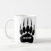 Shiny Black Bar Paw Print Individuelle Name Kaffeetasse (Links)