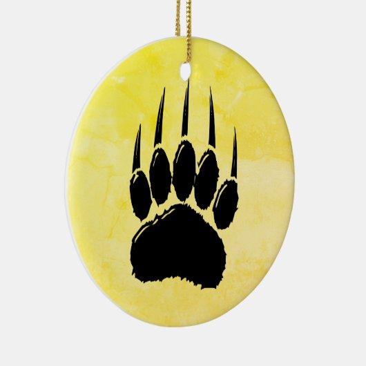 Shiny Black Bar Paw Print Keramik Ornament (Rechts)