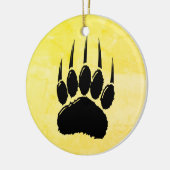 Shiny Black Bar Paw Print Keramik Ornament (Links)
