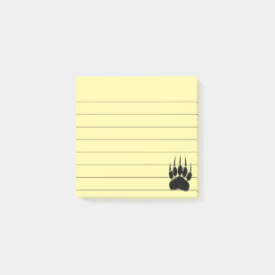 Shiny Black Bar Paw Print Lined 3x3 Post-it Klebezettel