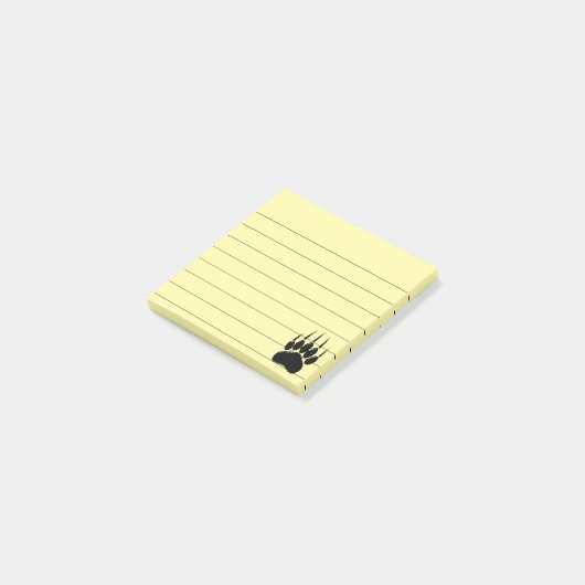 Shiny Black Bar Paw Print Lined 3x3 Post-it Klebezettel (angewinkelt)
