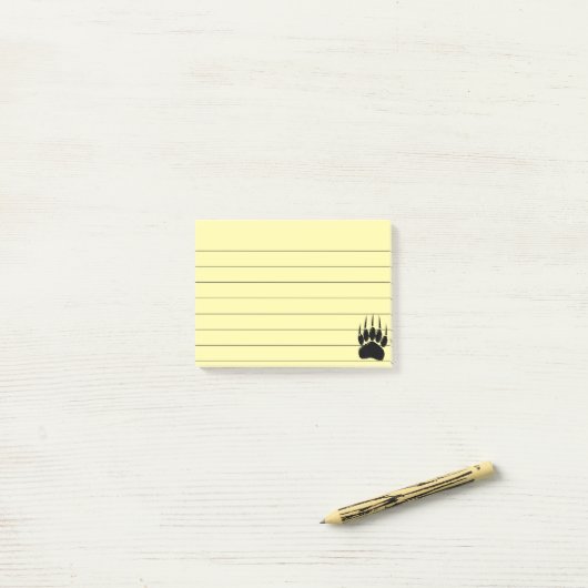 Shiny Black Bar Paw Print Lined 4x3 Post-it Klebezettel (Auf Schreibtisch)