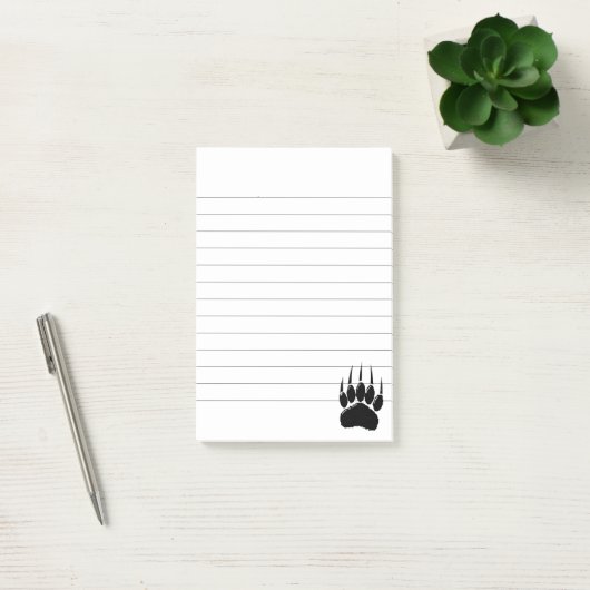 Shiny Black Bar Paw Print Linse Post-it Klebezettel (Büro)