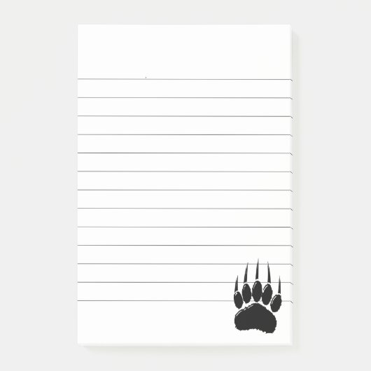 Shiny Black Bar Paw Print Linse Post-it Klebezettel (Vorderseite)
