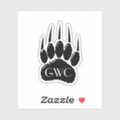 Shiny Black Bar Paw Print Monogram Aufkleber (Blatt)