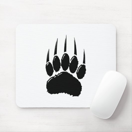 Shiny Black Bar Paw Print Mousepad (Mit Mouse)