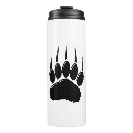 Shiny Black Bar Paw Print Thermosbecher (Vorderseite)