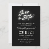 Shiny Black elegante Flat Save the Date Card (Vorderseite)