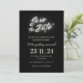 Shiny Black elegante Flat Save the Date Card (Stehend Vorderseite)