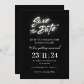Shiny Black elegante Flat Save the Date Card (Vorne/Hinten)