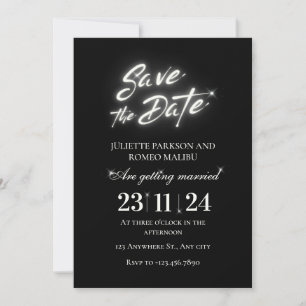 Shiny Black elegante Flat Save the Date Card
