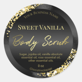 Shiny Black Gold Glitzer Body Scrub Labels Runder Aufkleber