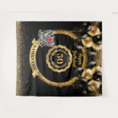 Shiny Black Gold Silver 50. Geburtstag Hintergrund Wandteppich (Vorderseite (Horizontal))