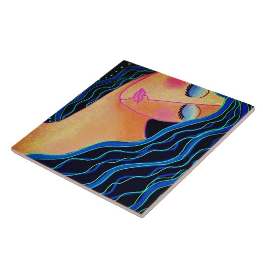 Shiny Black Hair Keramik Tile Fliese (Seite)