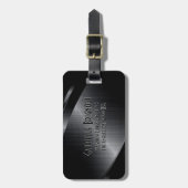 Shiny Black Metallic gebürstetes Aluminium Look Gepäckanhänger (Vorderseite vertikal)