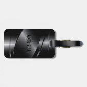 Shiny Black Metallic gebürstetes Aluminium Look Gepäckanhänger (Rückseite horizontal)