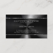 Shiny Black Modern Metallic Design Visitenkarte (Rückseite)