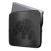 Shiny Black Moer Hintergrund Black Paisley Elephan Laptopschutzhülle (Vorderseite Links)