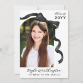 Shiny Black Ribbon Bow Arch Foto Abschluss Einladung (Vorderseite)