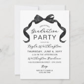 Shiny Black Ribbon Bow Arch Foto Abschluss Einladung (Rückseite)