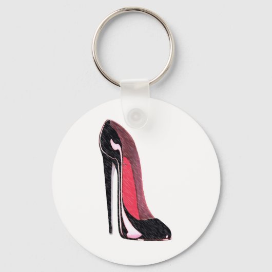 Shiny Black Stiletto-Schuh Schlüsselanhänger (Vorderseite)