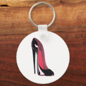 Shiny Black Stiletto-Schuh Schlüsselanhänger (Vorderseite)