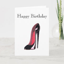 Shiny Black Verlassen Stiletto Shoe Karte