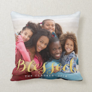 Shiny Blessings Holiday Foto Throw Kissen