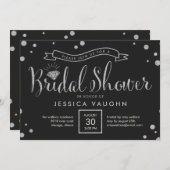 Shiny Bling Bridal Dusche Einladung - Schwarz (Vorne/Hinten)