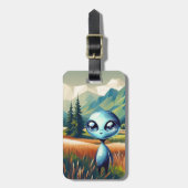 Shiny Blue Alien Gepäckanhänger (Vorderseite vertikal)