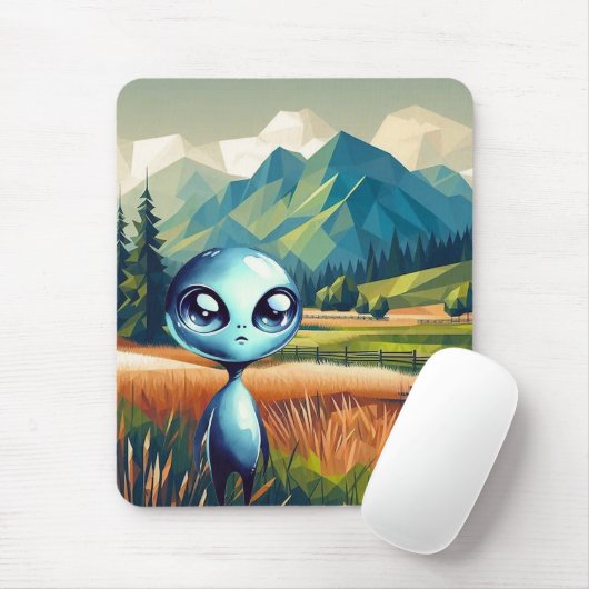 Shiny Blue Alien Mousepad (Mit Mouse)