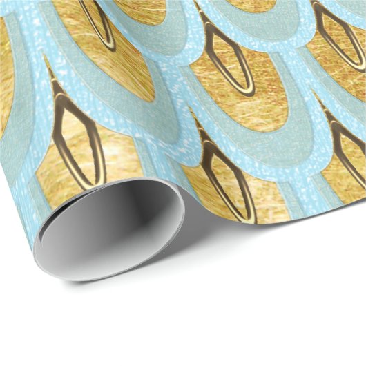 Shiny Blue Aquamarin Glitzer Mermaid Fischskalen Geschenkpapier (Rolleneckpunkt)