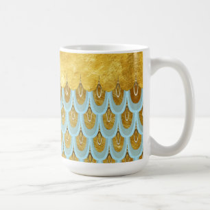 Shiny Blue Aquamarin Glitzer Mermaid Fischskalen Kaffeetasse